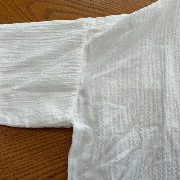 NWT  Loft Crisp White Crinkle Dolman Henley Shirt Size Large - Picture 9 of 10